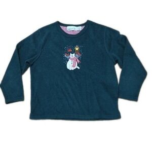 Cathy Daniels Vintage Fleece Pullover Holiday Sweater Size Small Green